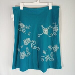 Cato Skirt Size 14‎ Teal & White Embroidery Spring Easter Summer Washable NWT!